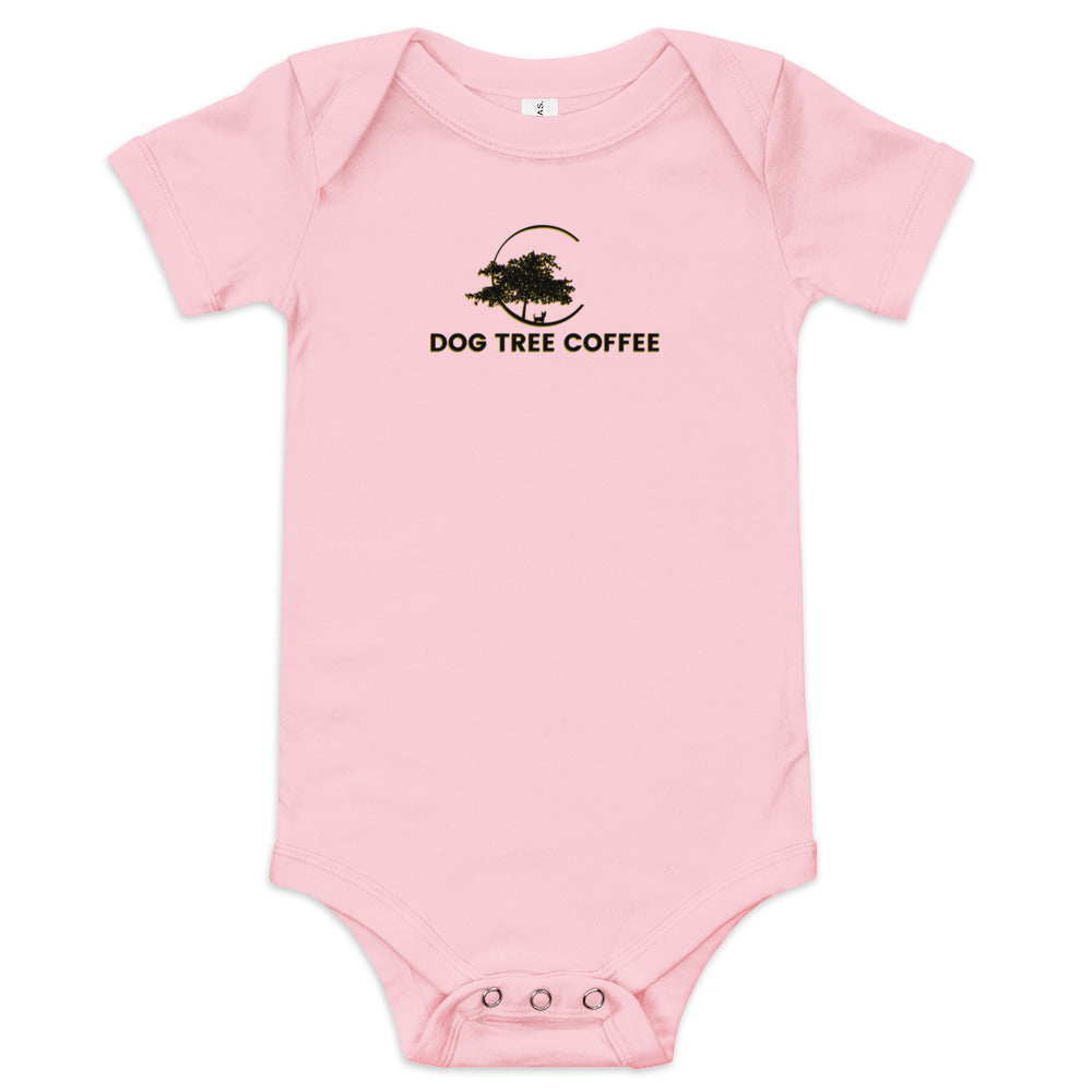 Baby Short Sleeve One Piece - Dog Tree Logo Black/Gold