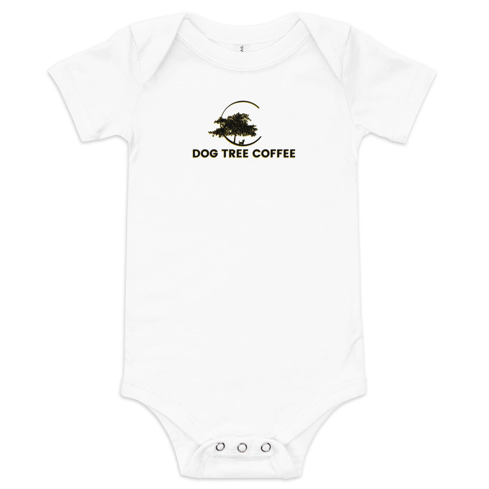 Baby Short Sleeve One Piece - Dog Tree Logo Black/Gold