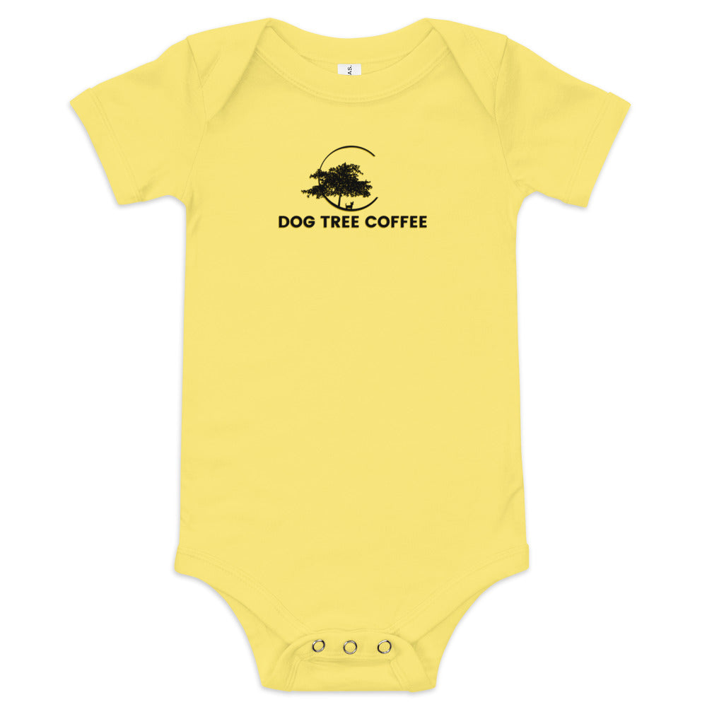 Baby Short Sleeve One Piece - Dog Tree Logo Black/Gold