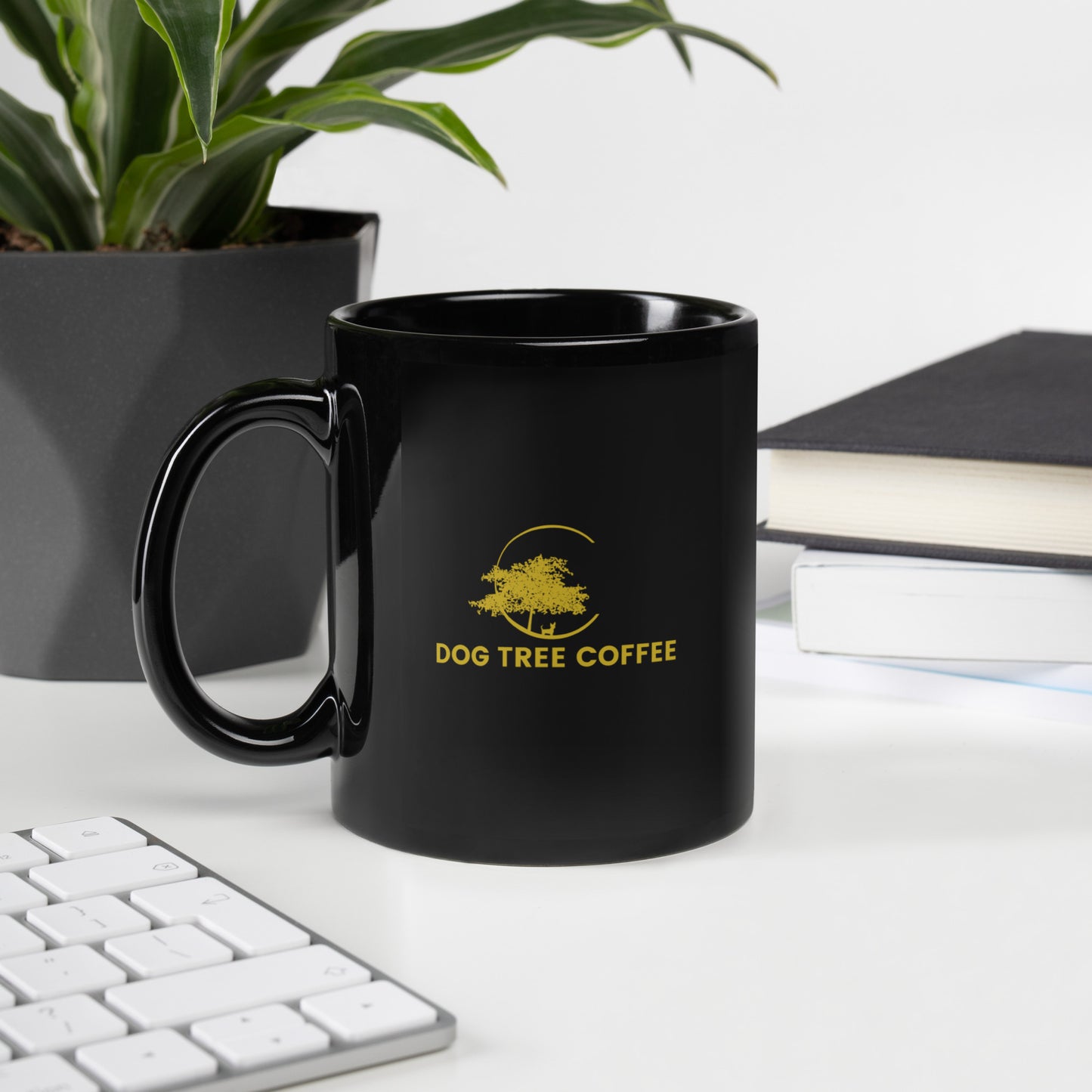 Black Glossy Mug - Dog Tree Logo Gold