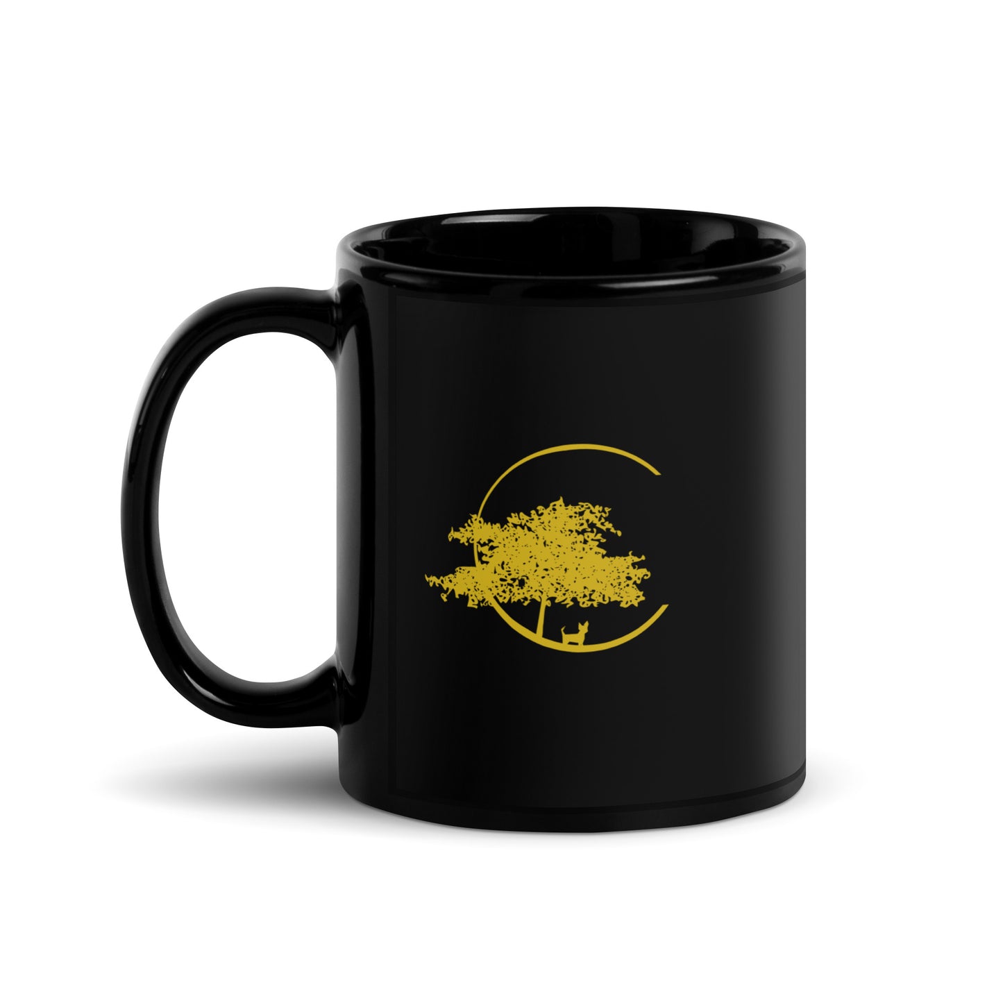 Black Glossy Mug - Dog Tree Logo Only Gold