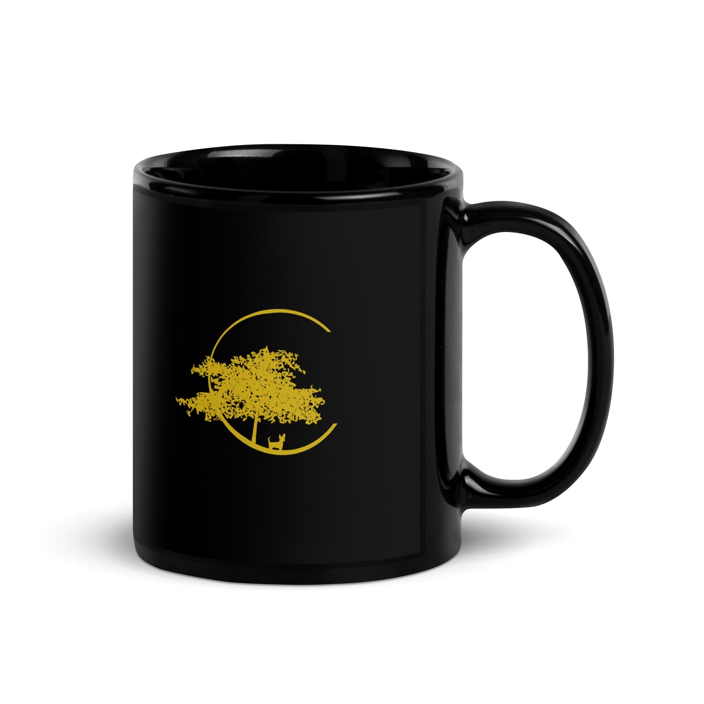 Black Glossy Mug - Dog Tree Logo Only Gold