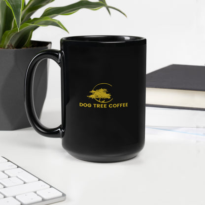 Black Glossy Mug - Dog Tree Logo Gold