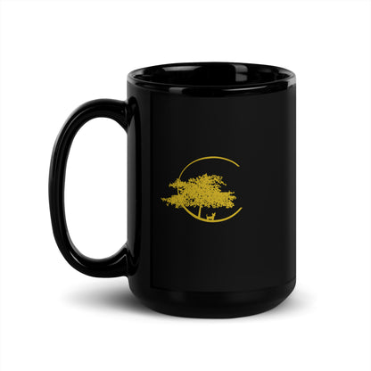 Black Glossy Mug - Dog Tree Logo Only Gold