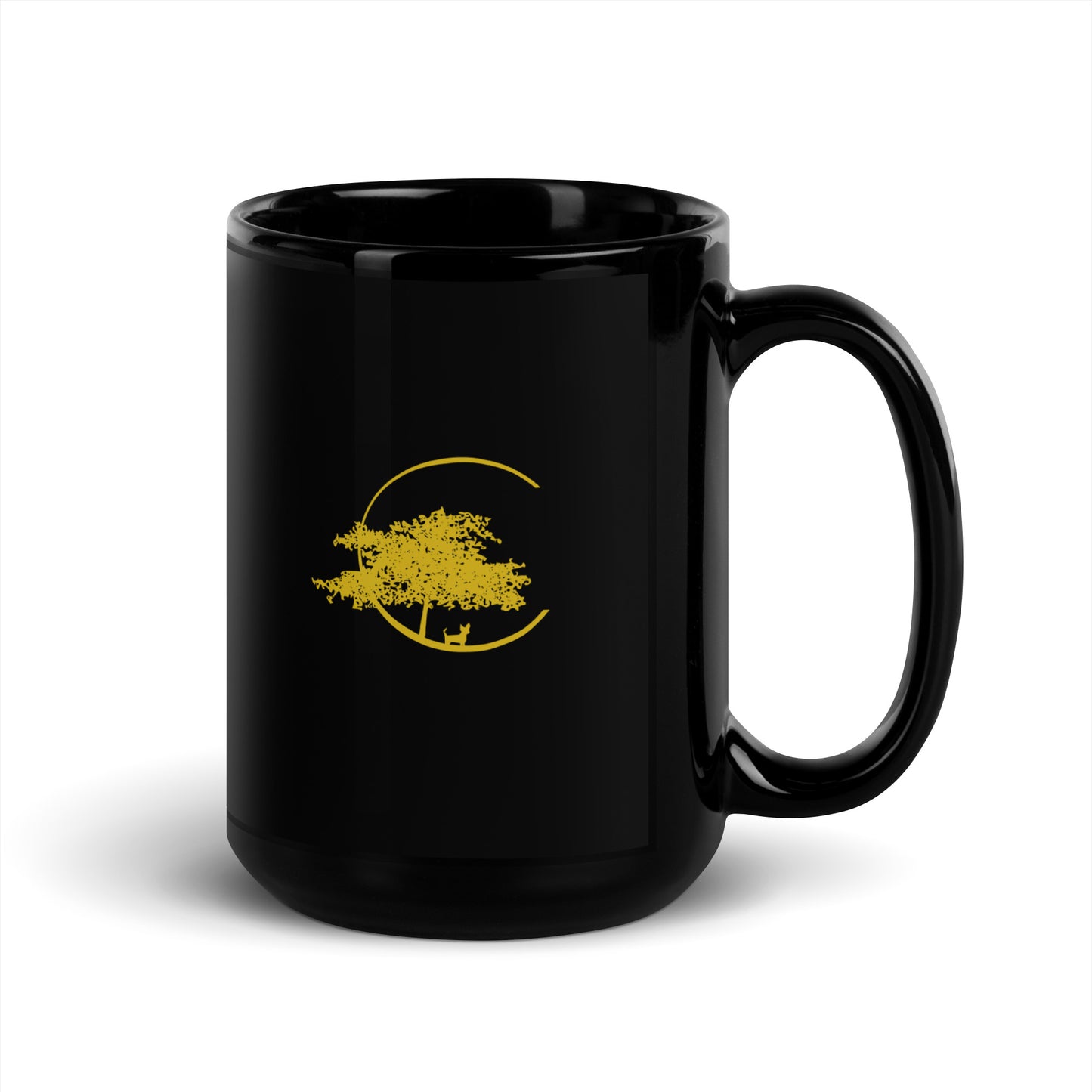 Black Glossy Mug - Dog Tree Logo Only Gold